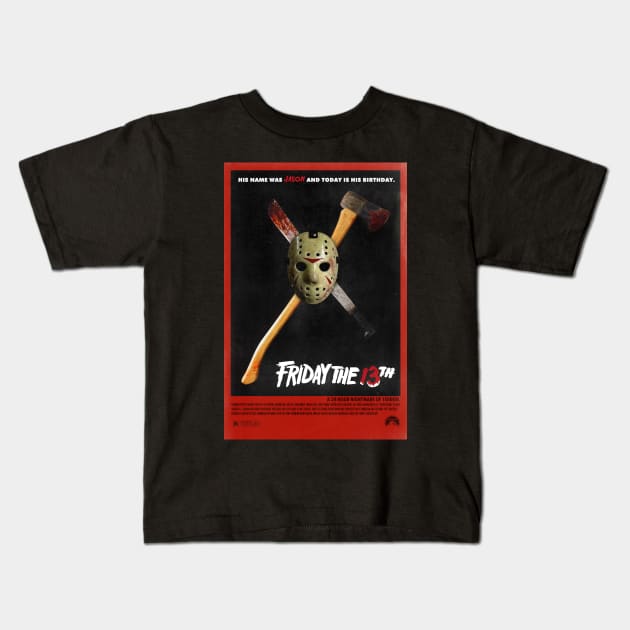 Friday the 13th Movie Poster Kids T-Shirt by petersarkozi82@gmail.com